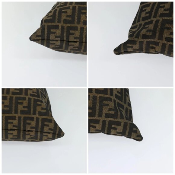 FENDI Zucca Canvas Hand Bag Brown Black gold Auth 124687 - Picture 14 of 16